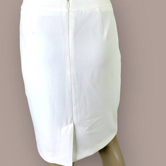 Saint Tropez West Chiffon Wrap Pencil Casual Skirt Lined Size 6 Cream Whte - Picture 2 of 14